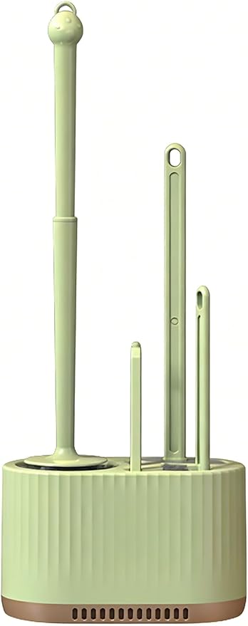 Basaza Toilet Brush and Holder Set Toilet Bowl Cleaning Brush and Holder for Bathroom 4 in 1 Light Green Toilet Bowl Cleaner Brushes & Holders Floor Standing or Wall Mounted