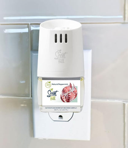 Scent Fill 100% Natural Fresh Peppermint Plug in Starter Kit, 4 Refills & Diffuser