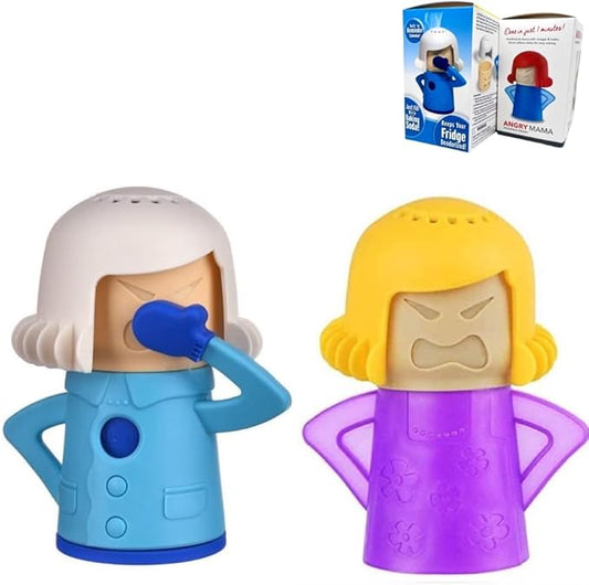 Angry Mama Microwave Cleaner, Cool Mama Fridge Odor Absorber Deodorizer Gift Boxed (Yellow)