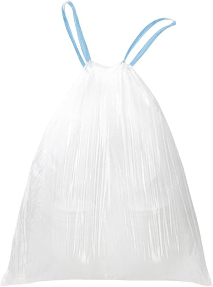WAIKAS 6 Gallon Trash Bags Drawstring, Pack of 35, Garbage Bags, 55x66cm, 9.5g/pcs, Unscented, White