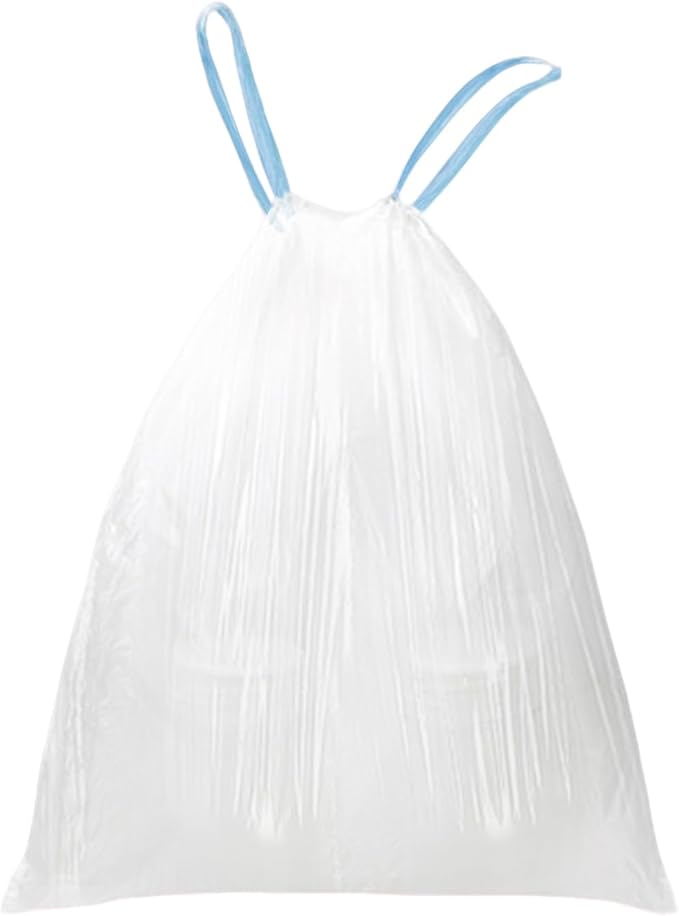 WAIKAS 4 Gallon Trash Bags Drawstring, 4 Gal Small Garbage Bags for Home & Office (Pack of 73), 43x46cm, 4.6g/pcs, Unscented, White