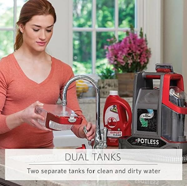 Spotless Portable Carpet & Upholstery Spot Cleaner Machine with 5 oz Pet Cleaning Solution, Tropical Breeze Scent – Deep Cleaning for Stains, Pets, and Upholstery