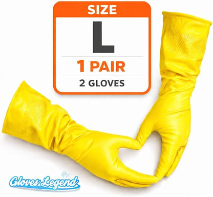 Size Large Yellow Household Kitchen Cleaning Dishwashing Reuseable Gloves