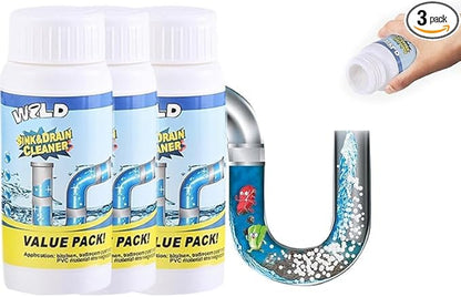 Saker Wild Sink and Drain Cleaner Powder|Multi-functional Sink Drain Cleaning|Powerful Pipe Dredging Agent|Rapid-Foam Fast-Acting Pipe Declogger for Kitchen,Bathroom,Toilet,Pipe Maintenance (3 PCS)