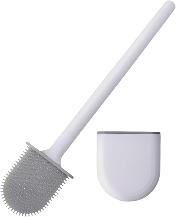 Silicone Toilet Brush,Toilet Bowl Brush,Toilet Brush and Holder Set,Rv Toilet Cleaner Brush Wall Mounted for Bathroom，RV Travel Trailers and Campers