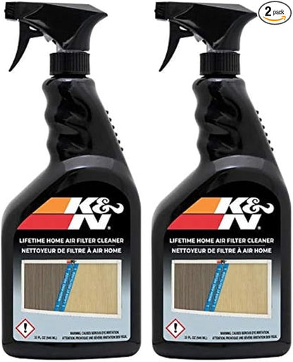 K&N HVAC Filter Cleaner: 32 Oz Spray Bottle Filter Cleaner and Refresher; Restores Home Air-Filter Performance; 99-6010,(Pack of 2)