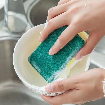 Heavy Duty Scrub Sponges – Kitchen Dish, Sink and Bathroom Cleaning Scrubber Sponge - with Non-Smell Scouring Pad (Right Angle 2 pcs)