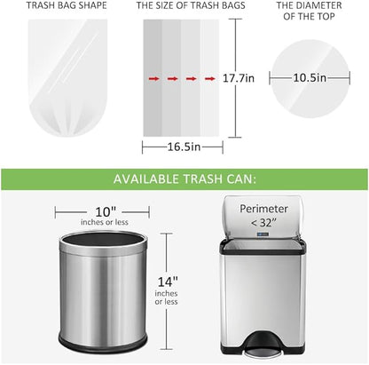 200 Counts 2 Gallon (1.8-2 Gal) Small Trash Bags Garbage Bags by RayPard, fit 1.6,1.8,2,2.2 Gal Waste Basket, 6.5-7 Liter Strong Trash Can Liners for Home Office Kitchen Bathroom Bedroom, Clear