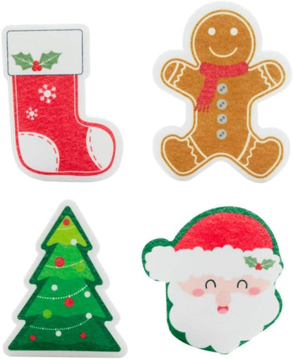 4pcs Cute Christmas Dishwashing Sponges Reusable Kitchen Scrubbers for Cleaning Thickened Design for Sturdy Use Kitchen and Bathroom Cleaning
