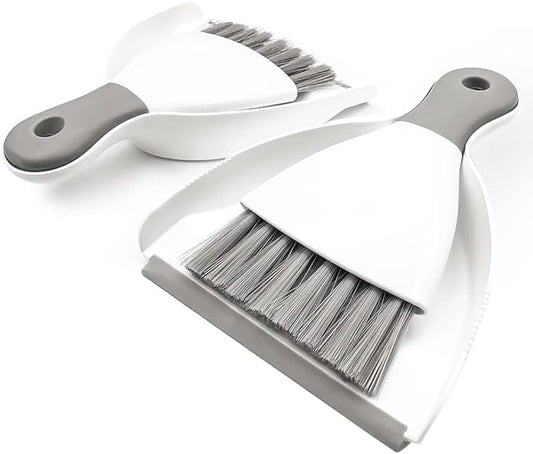 Small Hand Dust Pan and Brush - Small Broom and Dustpan Set, Mini Broom and Dustpan, Compact Dustpans and Brush for Home Cleaning, Sofa, Desk, Guinea Pig Cage, Cat Litter, etc. (Gray 2 Set)