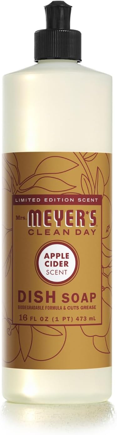 Mrs. MEYER'S CLEAN DAY Liquid Dish Soap 3 Pack Variety, Acorn Spice, Apple Cider, Fall Leaves, 16 OZ Each, 1 CT
