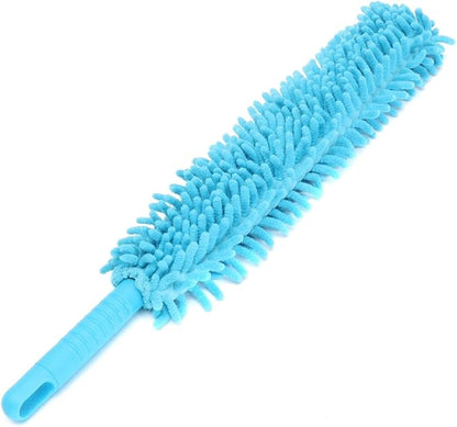 Double-Sided Microfiber Car Wheel Brush - 21" Flexible Chenille Duster for Alloy Rims, Scratch-Free Brake Dust Cleaner with Long Handle