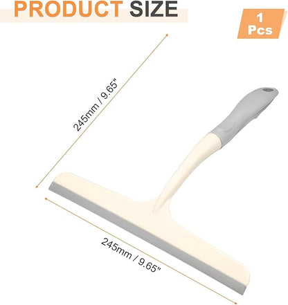 HARFINGTON Shower Squeegee 9.6 Inch Length Water Blade Cleaner Tool Household Mirror Squeegee with Hole for Windshield Window Cleaning Glass Door, Beige