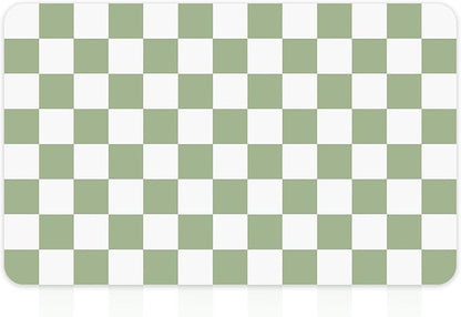 16" x 24" Checkered Dish Drying Mat for Kitchen Counter, Absorbent Coffee Bar Mat for Espresso Machine Coffee Countertops Accessories (Green)