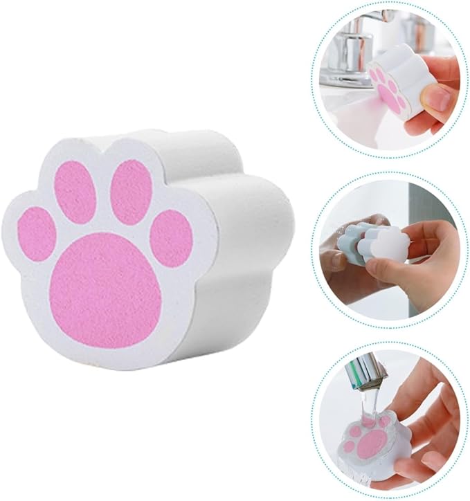 Uonlytech Creative Cat Claw Scrubber Sponge 2pcs, Multipurpose Cartoon Cat Paw Mirror Cleaner for Bathroom Glass, Faucet, and Window Cleaning