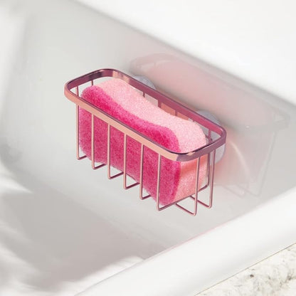 iDesign Stainless Steel Suction Sponge Holder - Kitchen Sink Sponge Caddy Organizer - Copper