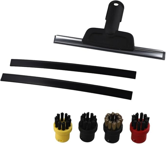 Accessories Kit for Karcher Steam Cleaner SC1 SC2 SC3 SC4 SC5 with Steam Squeegee Glass Scraper for Round Cleaning Brushes for Windows Mirrors Tiles Upholstery Carpet