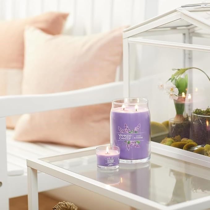 Yankee Candle Lilac Blossoms Scented Votive Candles, Floral Home Fragrance for Ambience, Premium Soy Wax Blend with Natural Fiber Wicks, Small Glass Jar Design, 1.3 Ounce (Pack of 6)