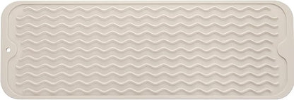 MicoYang Silicone Dish Drying Mat for Multiple Usage,Easy clean,Eco-friendly,Heat-resistant Silicone Mat for Kitchen Counter,Sink,Bar,Bottle,or Cup Tapioca M 17 inches x 6 inches