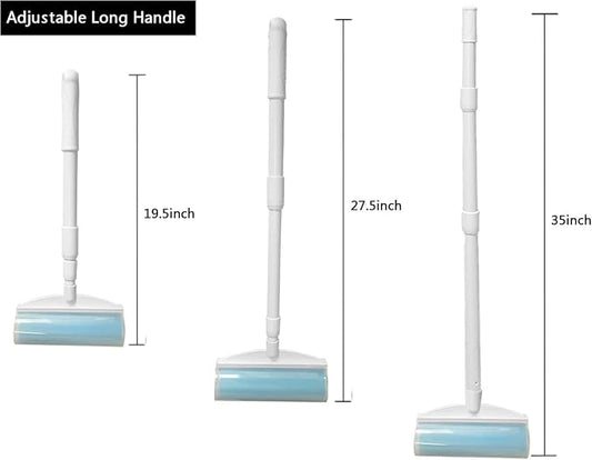 8 Inch Reusable Large Lint Roller, Washable Sticky Pet Hair Remover with Retractable Extendable Long Handle, Big Cleaning Tool for Clothes, Sofa, Carpet, Furniture, 1 Large, 1 Refill and 2 Mini Size