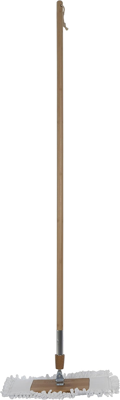 Harper Live.Love.Clean. Bamboo 2-in-1 Smooth Surface Wet/Dry Dust Mop with (2) Washable Wraparound Pads for Cleaning Dust, Pet Hair & Fine Dry Dirt