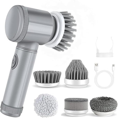 Electric Spin Scrubber, Cordless Bathroom Cleaning Brush IPX6 Waterproof with 6 Replaceable Heads, Power Scrubber for Bathtub, Tiles, Car Wash, Kitchen & Multi-Surface Home Cleaning