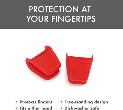 Dexas Micromitt Silicone Oven Mitts - Heat Resistant to 450°F, Set of 2, Dishwasher Safe, Non-Slip Grip, Red