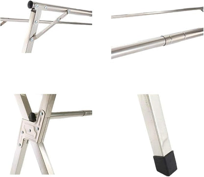 AIODE Clothes Drying Rack for Laundry Foldable Free of Installation Adjustable Stainless Steel Garment Rack