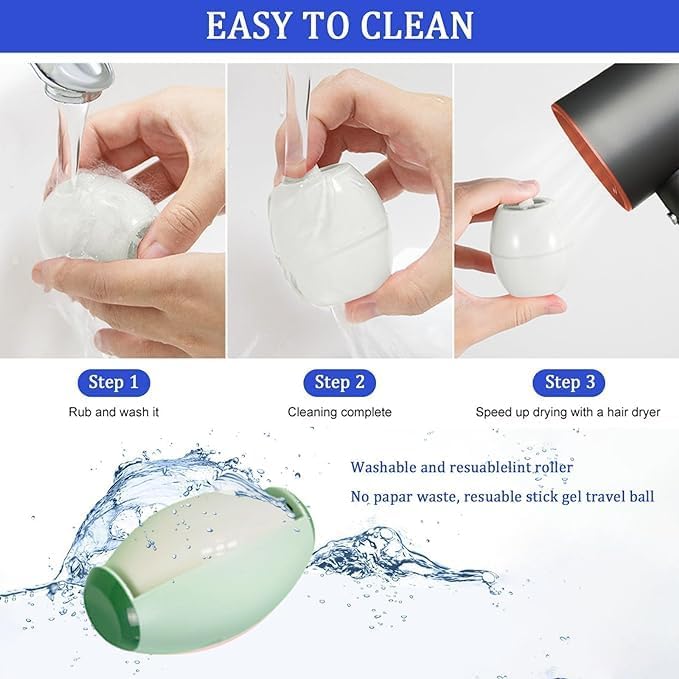 Reusable Lint Rollers for Pet Hair, Washable Sticky Roller for Clothes, Portable Home Travel Lint Roller, Super Sticky Lint Roller Ball for Plush Hair, Washable lint Roller,Dust, Clothes (Green)