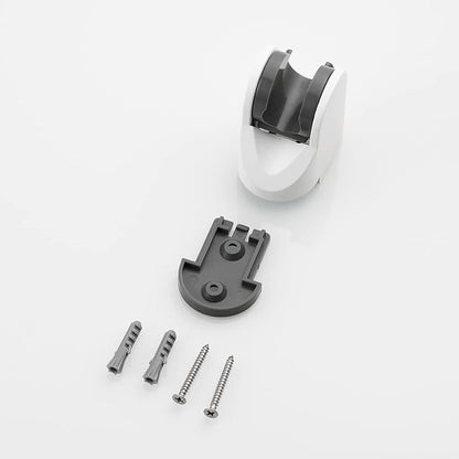 Tecmolog White Shower Bracket Wall Mount Plastic Shower Head Holder for Hand Held, ST01W