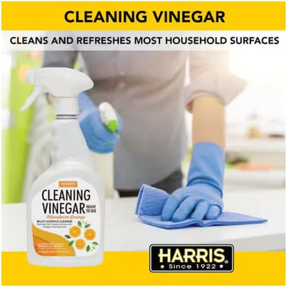HARRIS Cleaning Vinegar Mandarin Orange Multi-Surface Cleaner (32 oz) with Microfiber Cloth