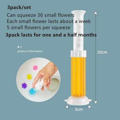 Toilet Gel Stamp, 3 Pack/36 Toilet Stamps,Toilet Bowl Stamp Gel, Toilet Gel Refills, Toilet Refresh Flower Scent Gel, Includes Dispenser and Gel, 3 Pack/set Last for a Month and a Half