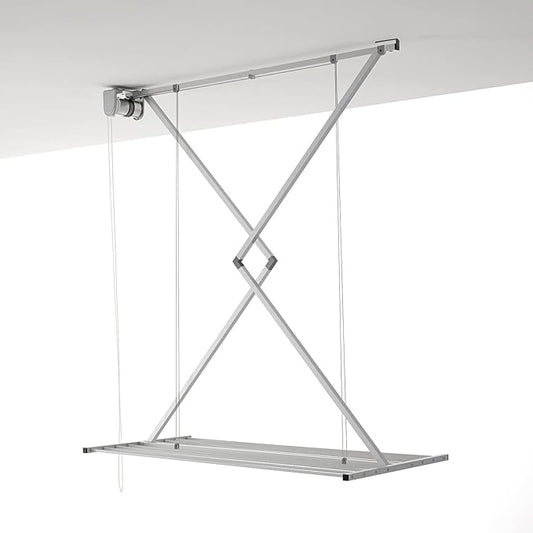foxydry Mini, Ceiling Mounted Clothes Drying Rack with Pulley, Vertical Folding Laundry Clothes Airer, extensible Drying Rack for Indoors and Outdoors