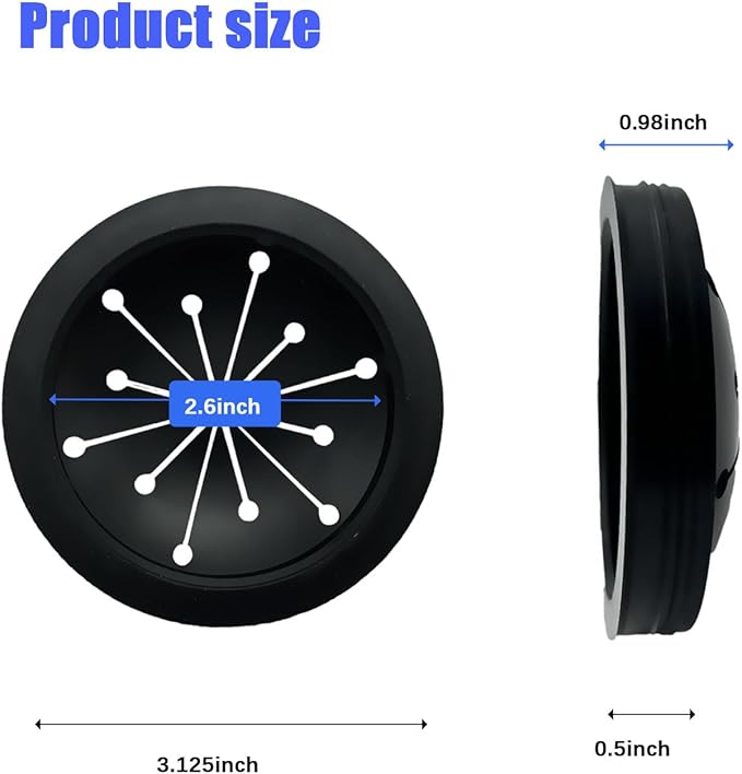 3-1/8 Inch Garbage Disposal Splash Guard and Sink Stopper, Universal Rubber Stopper Fits Waste King, Whirlaway, Sinkmaster, GE Models (1+1)