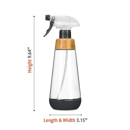Full Circle Bottle Service-Refillable Glass Spray Bottle-Versatile Stream & Mist Options,Bamboo with Protective Silicone Boot-Ideal for Non-Toxic Cleaning Solutions & Plant Care,16oz Gray,3 Pack
