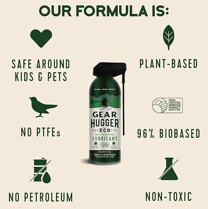 Gear Hugger Multipurpose Lubricant - Eco-Friendly (11 oz, Pack of 3), Rust Remover - Garage Door Lubricant Spray, Door Hinge Lubricant & Lock Lubricant - Plant-Based, No Petroleum, No PTFE