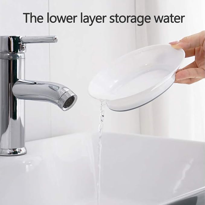 WYOK 2-Pack Soap Dish with Drain Plastic Sponge Holder Easy Cleaning Soap Saver Tray Caddy Keep Dry Stop Mushy for Shower Bathroom Kitchen(Blue)