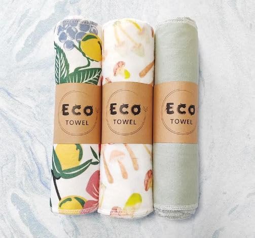 Vi-tal Health & Wellness Paperless Towels Roll Washable Cotton Cloth, Reusable Paper Towels - 10 Pack with Durable Cardboard Roll - 10" X 10" Zero Waste Reusable Napkins Eco Friendly (White)
