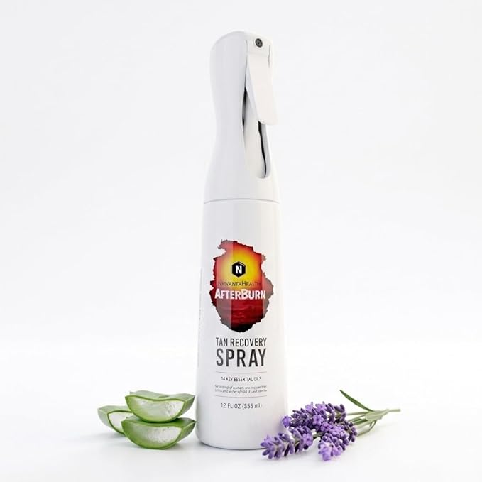 Nirvanta AfterBurn After-Shower Tan Recovery Spray – Continuous Moisturizing Body Mist with Aloe Vera & Botanical Extracts – Lightweight After Sun Hydration to Help Maintain Tan & Reduce Dryness