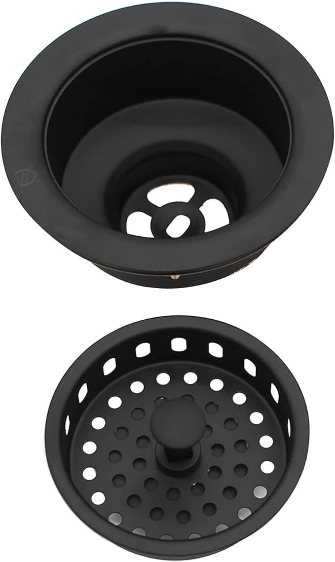 Westbrass A214-62 3-1/2" Post Style Large Kitchen Sink Basket Strainer, Matte Black