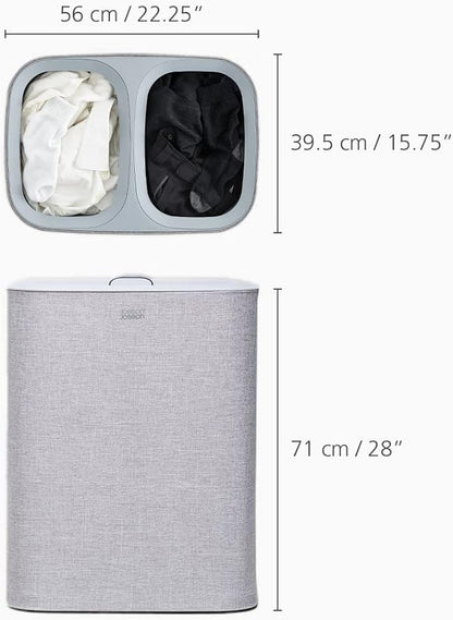 Joseph Joseph Tota 90 liter/23.8 gallon Laundry Hamper Separation Basket with lid, 2 Removable Washing Bags with Handles - Gray