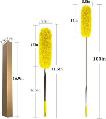 DELUX Microfiber Feather Duster Extendable Cobweb Duster with 100 inches Extra Long Pole, Bendable Head & Scratch-Resistant Hat for Cleaning Ceiling Fan, High Ceiling, Blinds, Furniture & Cars