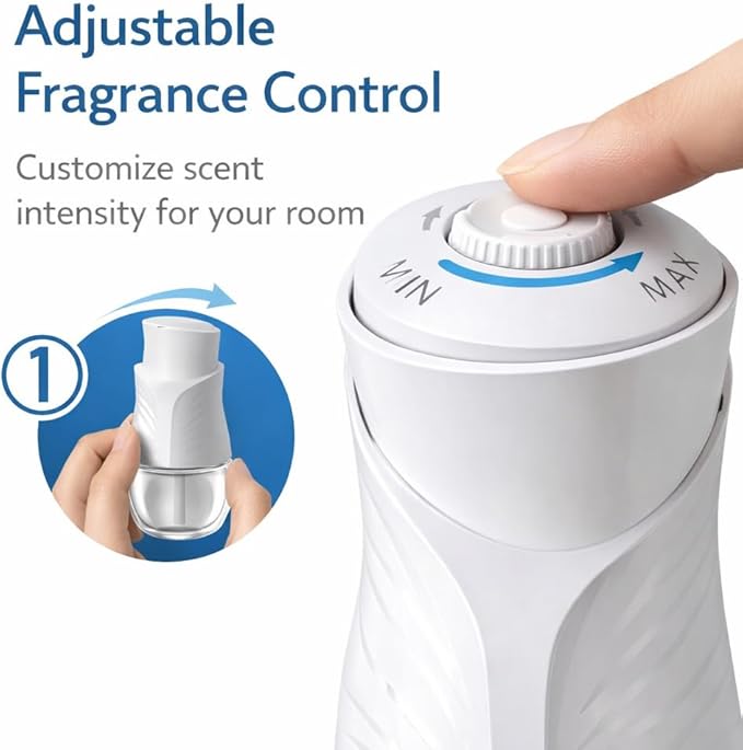 Plug-In Air Freshener Starter Kit with Electric Fragrance Oil Warmer and Linen Inspired Scent Refill, Indoor Plug-In Room Fragrance Device for Home Bathroom Bedroom