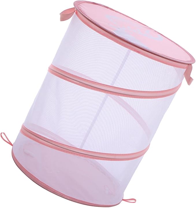 Foldable Mesh Laundry Hamper Bag with Handles Portable Breathable Dirty Clothes Basket for College Dorm Apartment and Travel Storage Lightweight Organizer