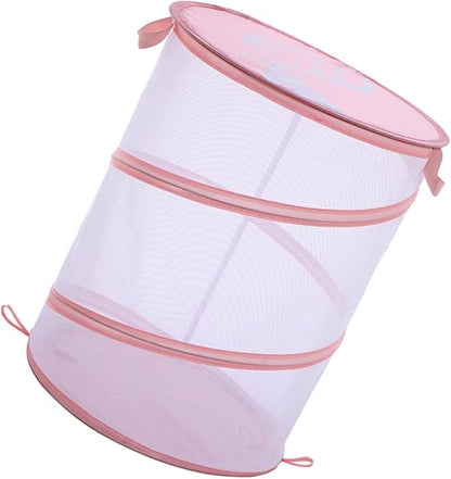 Foldable Mesh Laundry Hamper Bag with Handles Portable Breathable Dirty Clothes Basket for College Dorm Apartment and Travel Storage Lightweight Organizer