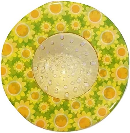 Handy Housewares 5.25" Diameter Decorative Designer Pattern Kitchen Sink Strainer/Food Trap (Single Pack, Yellow Sunflowers)