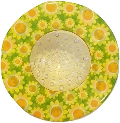 Handy Housewares 5.25" Diameter Decorative Designer Pattern Kitchen Sink Strainer/Food Trap (Single Pack, Yellow Sunflowers)