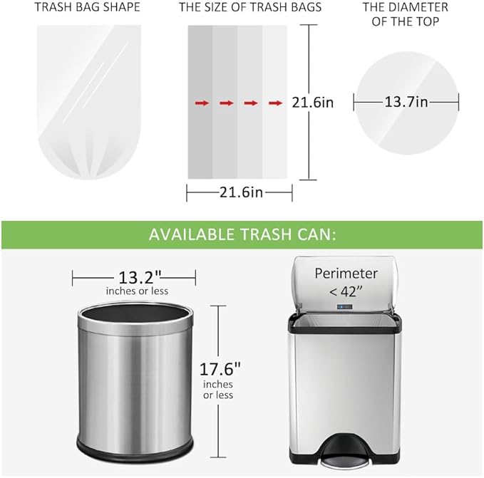 5 Gallon 180 Counts (fit 4.5-5.3 Gal) Small Strong Trash Bags Garbage Bags by RayPard, 18-20 Liter trash Bin Liners for Home Office Kitchen Bathroom Bedroom, 5 Gallon Bucket Liner, Clear