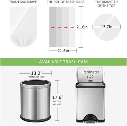 5 Gallon 180 Counts (fit 4.5-5.3 Gal) Small Strong Trash Bags Garbage Bags by RayPard, 18-20 Liter trash Bin Liners for Home Office Kitchen Bathroom Bedroom, 5 Gallon Bucket Liner, Clear