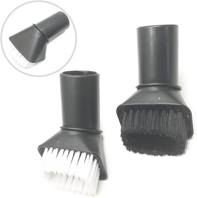 Round Vacuum Brush Set,Vacuum Dust Brush for Karcher WD2 WD3 WD4 WD5 Models, Dual Bristle Suction Brushes for Upholstery Carpet Dashboard Interior Cleaning with 32-35mm Adapter